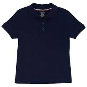 French Toast SA9423 Girls Picot Polo Navy